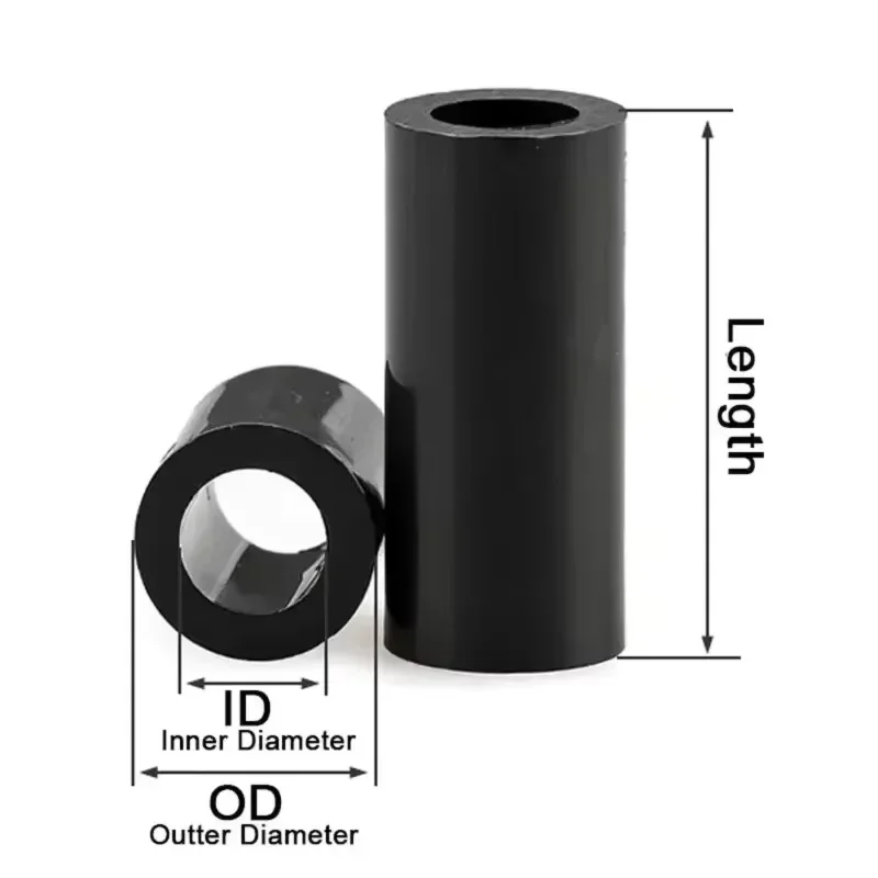 M11 M14 M16 M18 Black Abs Non-threaded Hollowed Nylon Spacer Round Hollow Standoff Washer PCB Board Screw