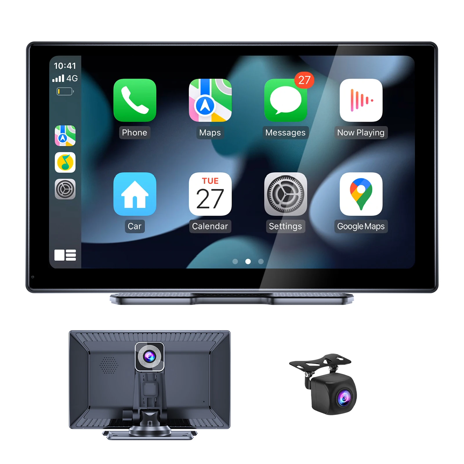 

Universal 9-inch Portable Smart Screen Wireless Carplay Android Car 4K Car DVR and 1080P Rear Camera Driving Recorder GPS Voice