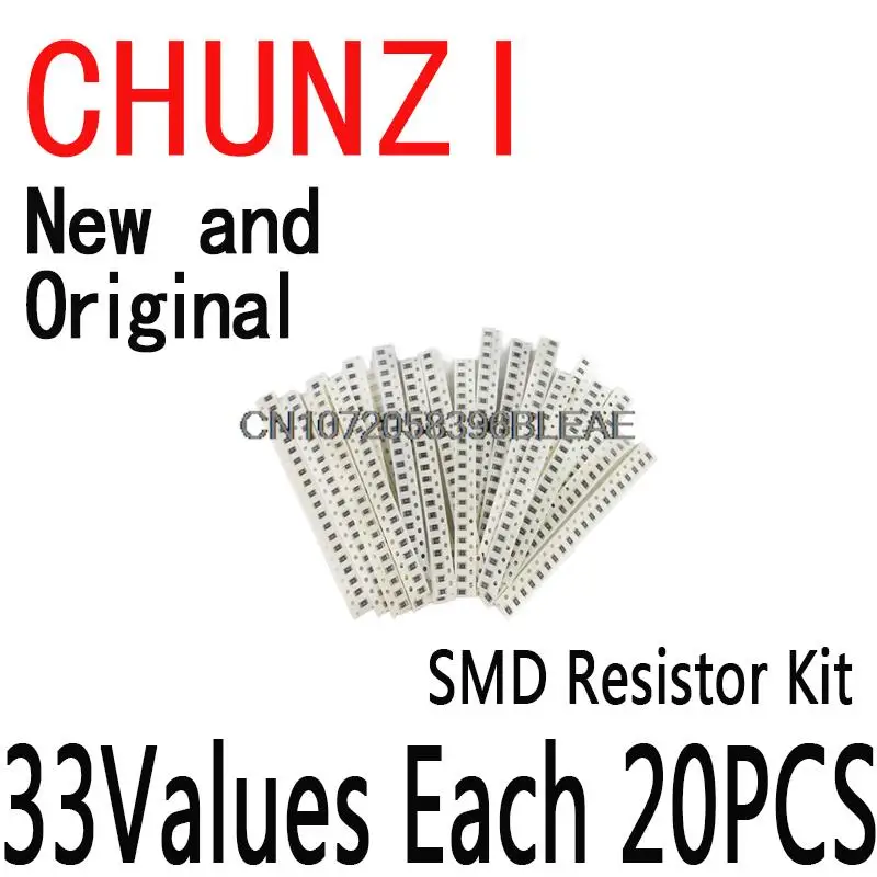 33ValuesX 20PCS = 660PCS SMD Resistor Kit Berbagai Macam Kit Sampel 1206 1% 1ohm-1M Ohm