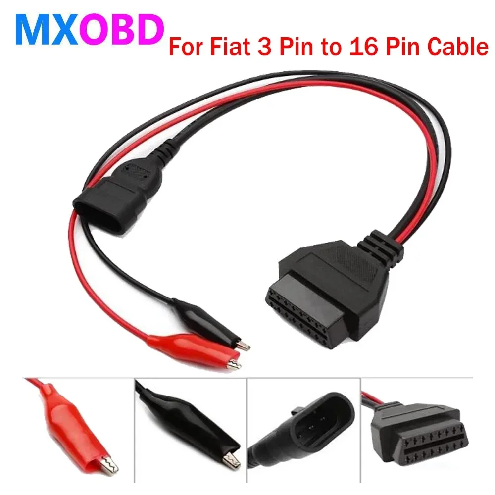 

Connector Cable For FIAT for Lancia for Alfa Romeo 3 Pin 3Pin Male to OBD OBD2 OBDII DLC 16 Pin 16Pin Female Car Diagnostic Tool