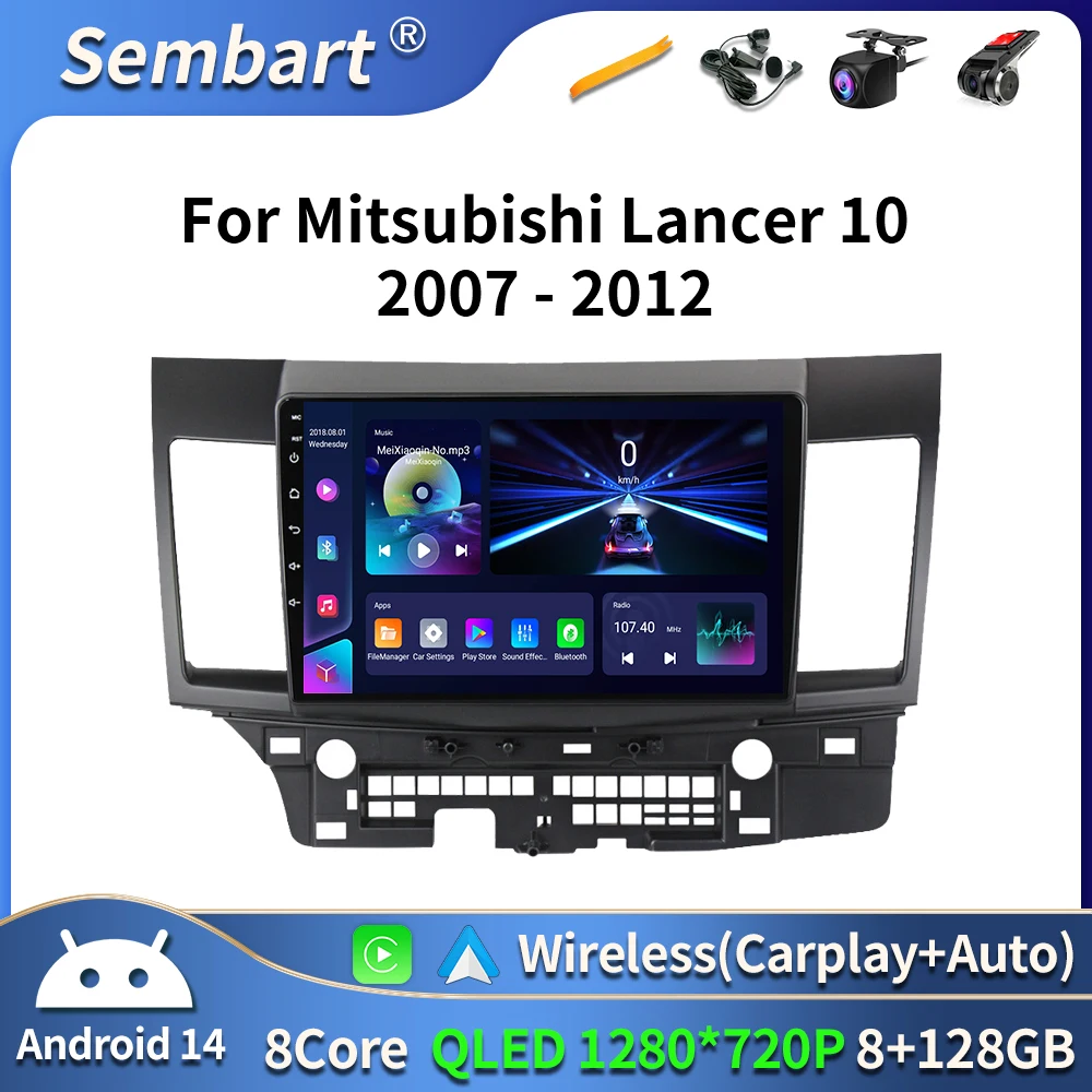 For MITSUBISHI LANCER 9 10 X 2008 2009 2010 2011 - 2016 10Inch Android 16 Car Radio Stereo Audio GPS Player Carplay Auto Screen