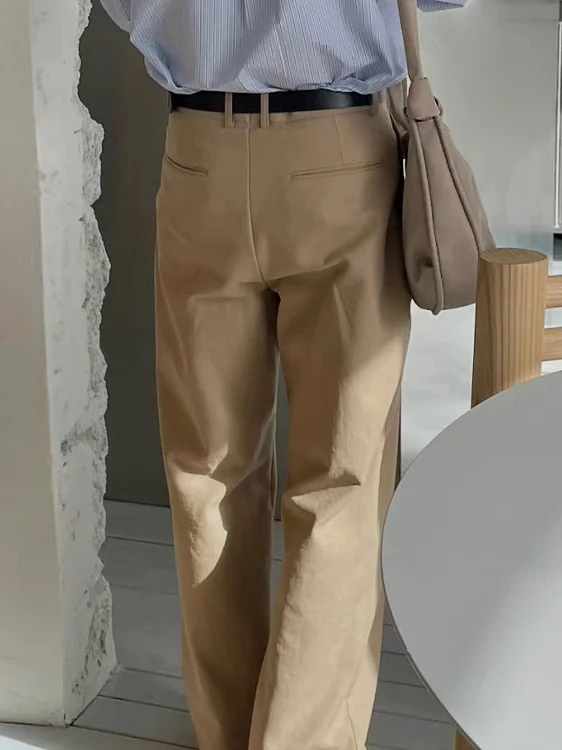 

Loose Straight Leg Men's West Pants Korean Sle Casual Trousers No Ironing Required Faionable Youthful All-Season Wear