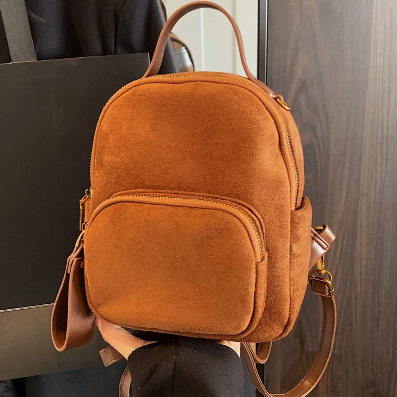 Korean Small Backpack for Women 2026 New Trendy Vintage Leopard Versatile Double Shoulder Bag Casual Simple Student Handbag