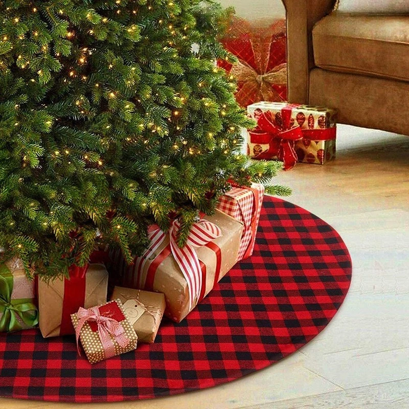 

1pcs Christmas Tree Skirt Red White Xmas Tree Bottom Decor Skirt Mat Christmas Decor Carpet DIY Home New Year Decor Supplies