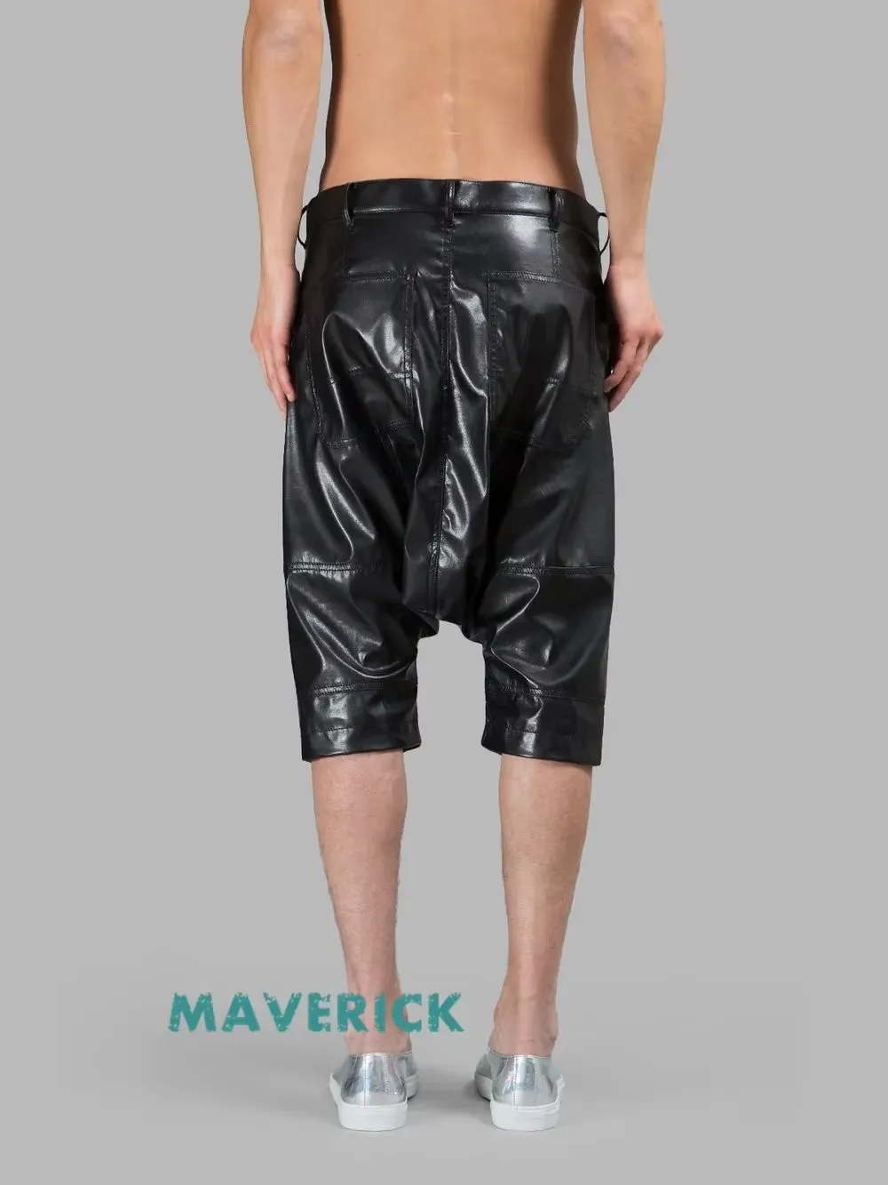 27-46 New 2025 Men Women's Clothing Fashion Leather Pants PU Patchwork Capris Pants Plus Size Singer Costumes