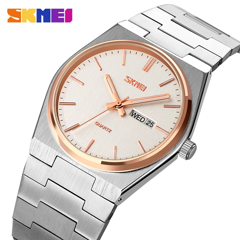 

Quartz Clock Male Full Steel Time Week Date Sports Watch Mens Waterproof Business Wristwatches Man SKMEI relogio masculino