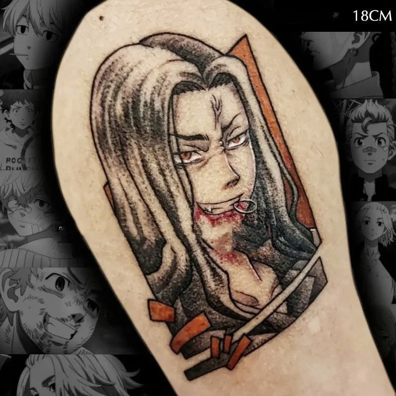 

Tokyo Revengers Anime Temporary TattoosBaji Keisuke Cartoon Waterproof Fake Tattoo Sticker Realistic Body Art Transfer Tattoo