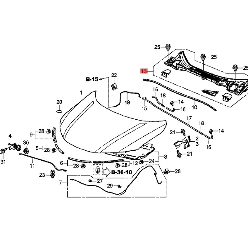 Suitable for 2015 Ho nd aF en gf an Top grille of front hood panel Front ventilation panel
