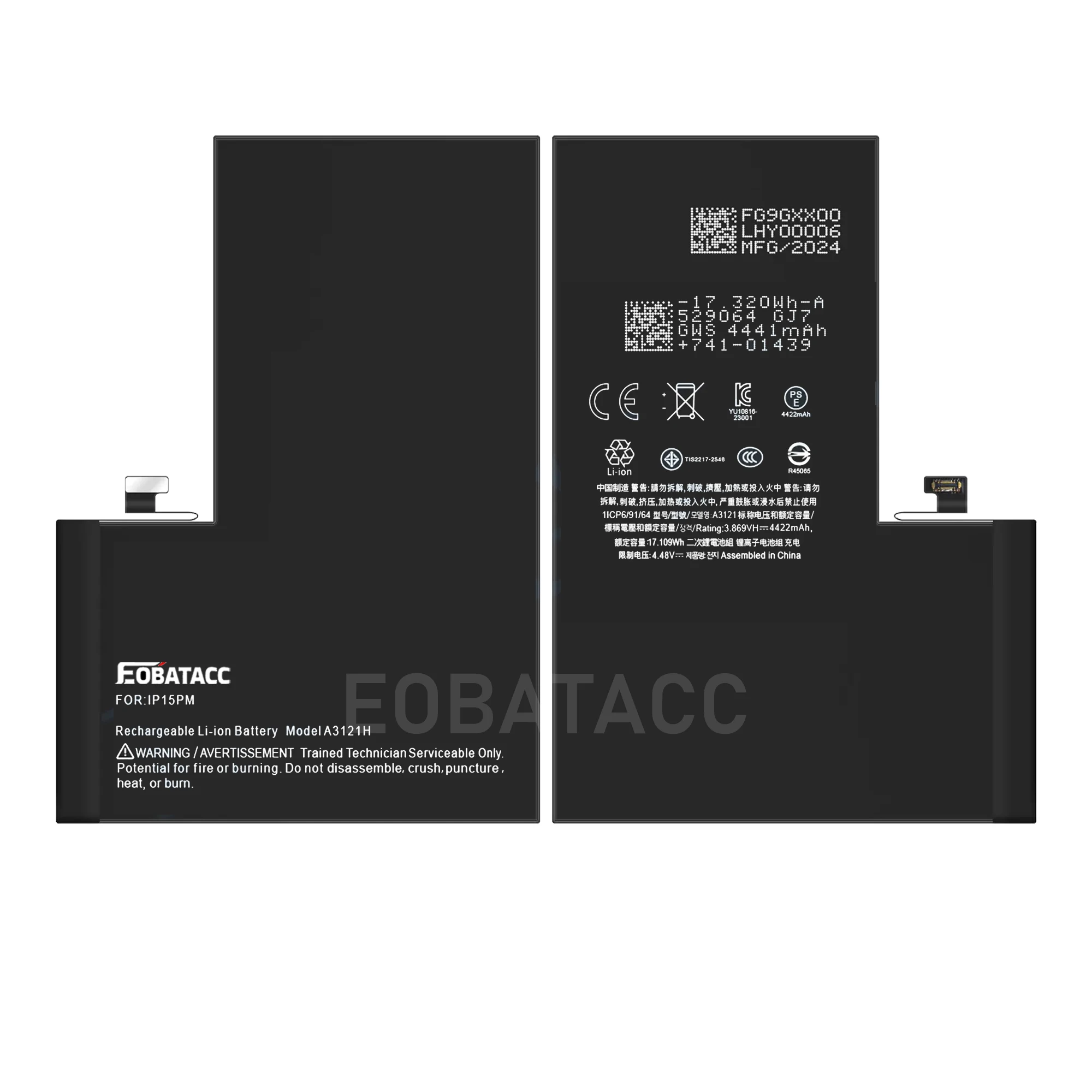 EOBATACC New 100% Original Battery A3121/A2849  For iPhone 15 pro max + Tools