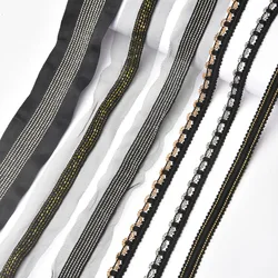 New 1/3Yards Glitter Beads Handmade Lace Mesh Ribbon Trim Belt Accessories Home Textile Clothing Hat Strap Sewing Craft