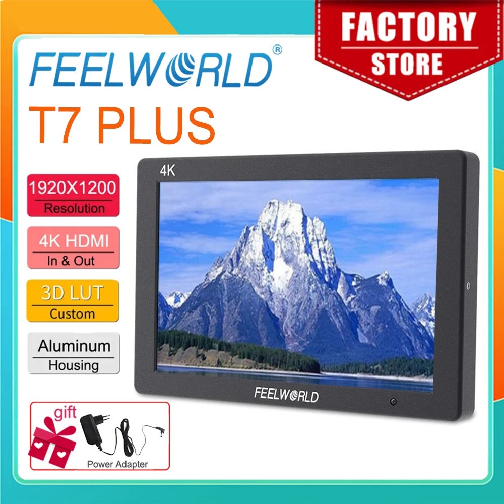 FEELWORLD Field Monitor T7 PLUS 7Inch 3D LUT IPS 1920x1200 On-camera Field Housing 4K HDMI Input/ Output For Video Shooting