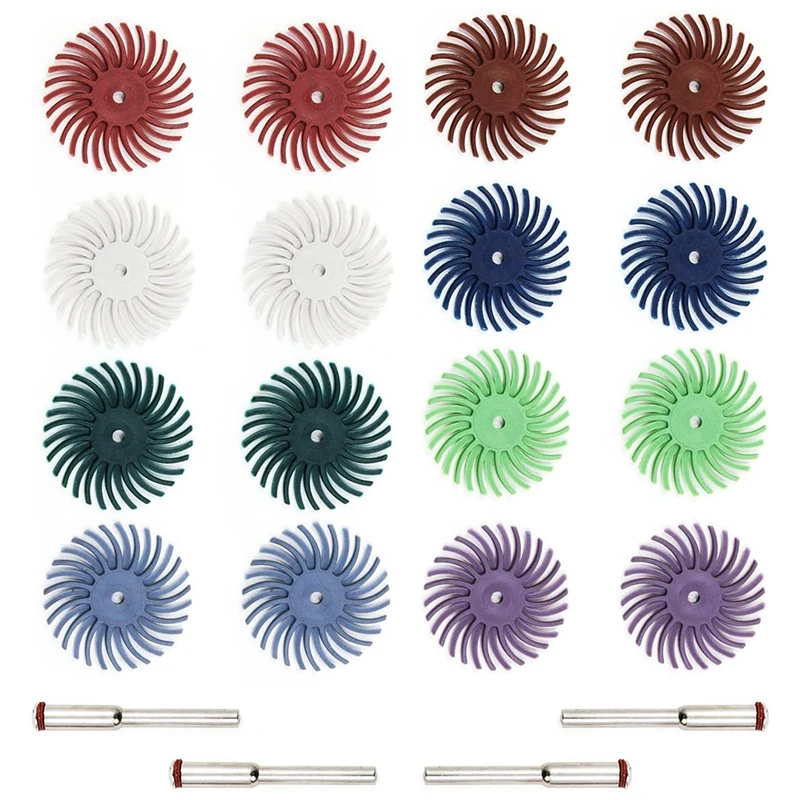 Abrasive Buffing Wheel Brushes Set, Disco de Cerdas Radial, Disco Misto, 4x Mandris para Ferramenta Rotary Dremel, 16Pcs