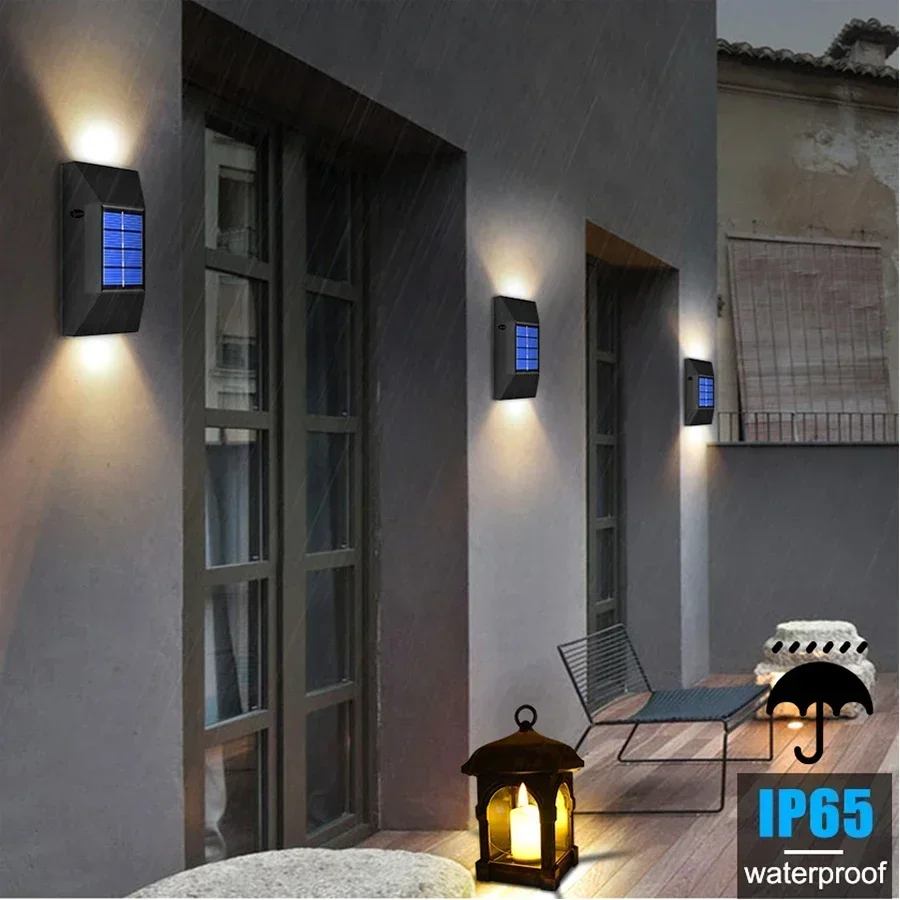 1 pcs Solar Wall Lamp Portable Up and Down Spot Light Waterproof Solar Light Wall Lamp Outdoor Yard Garden Street Decor Lamp