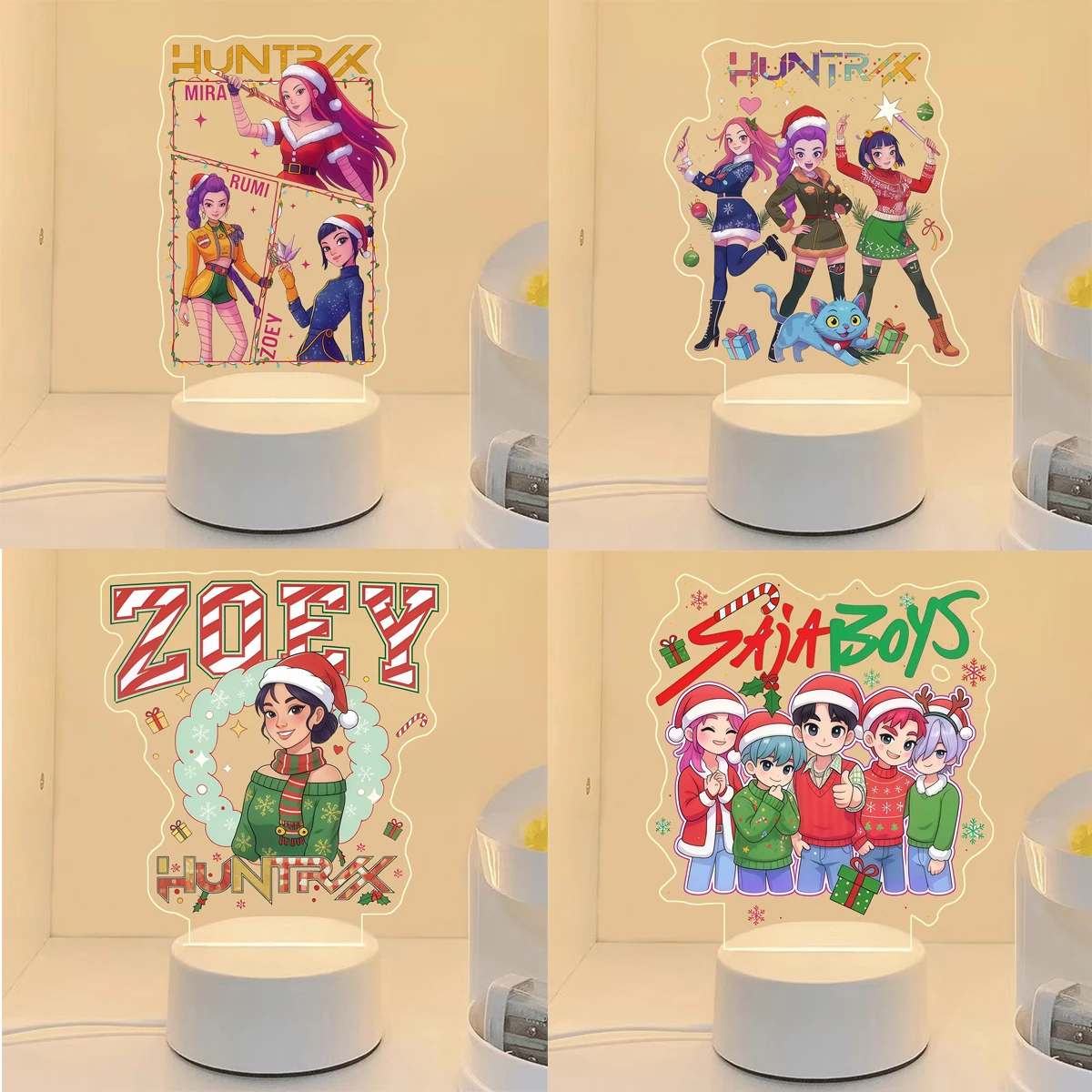 

Christmas Night Light for Demon Hunters Acrylic Zoey Rumi Mira Saja Boys Monochrome Light Remote Control 16 Color Night Light