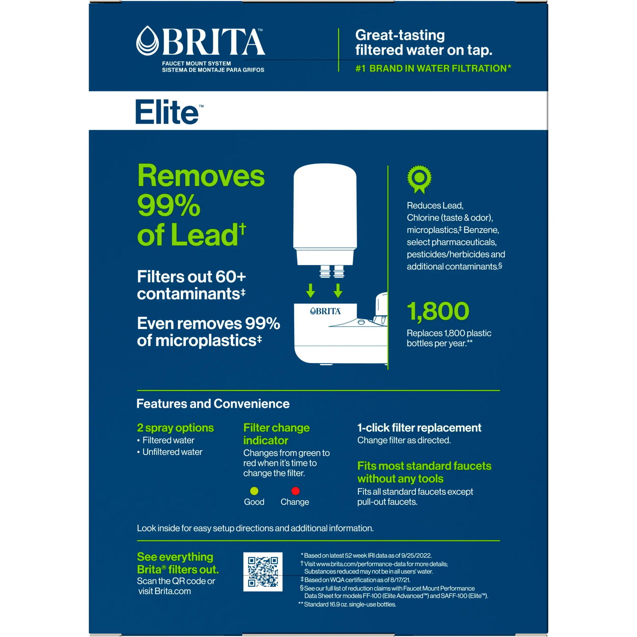 Brita Chroom Kraanwater Kraan Filtratie Systeem Met 2 Filters En Filter Verandering Herinnering