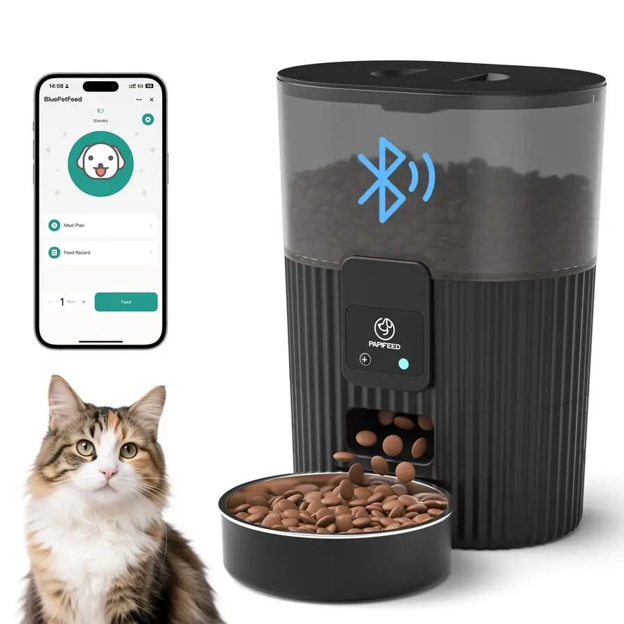 

Automatic Cat Feeder 3.5L 15 Cup 2.4G Bluetooth Pet Feeder for Dog Work with Alexa Echo Timed Cat Food Dispenser for Remote Fee