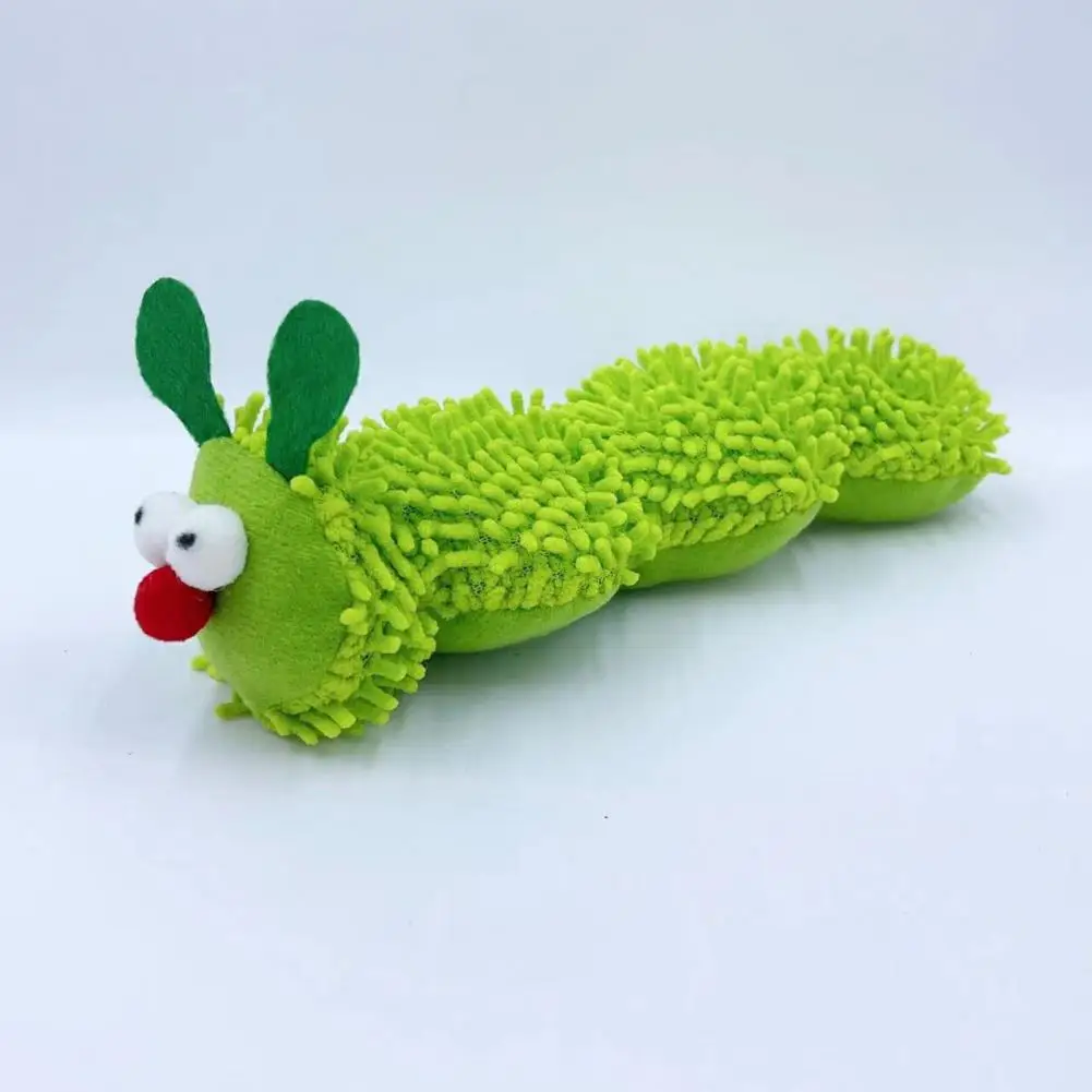 Cat Toy with Long-lasting Durability Bite-resistant Cat Toy Plush Green Caterpillar with Catnip Enhance Bond Protect Furniture