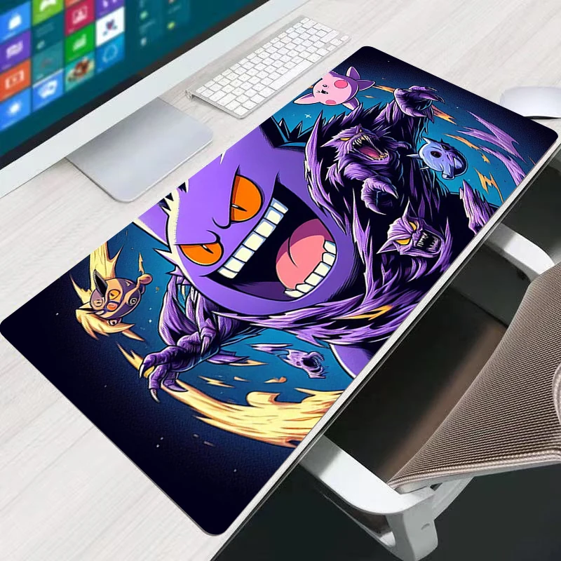 90x40cm Mouse Pad Pokemon Gengar Game Desk Mat Computer Anime Mousepad Keyboard Pad Laptop Gaming Accessories Lock Edge Mausepad