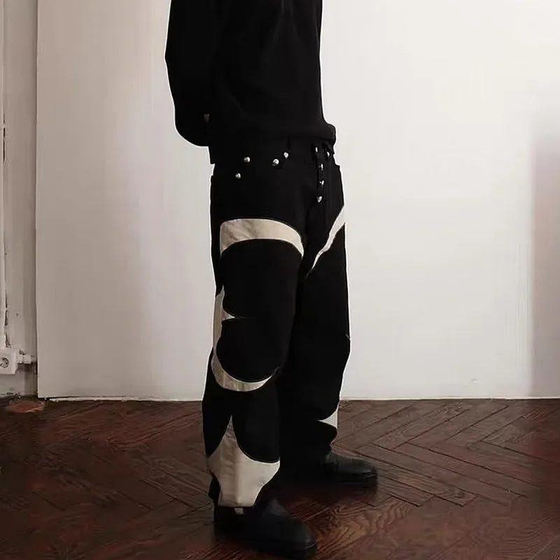 2026 Kanye Y2K PU-Leder Bestickte Baggy Stacked Jeans Hosen für Herren Kleidung Streetwear Damen Denim Hosen Pantalon Homme – Detail 21