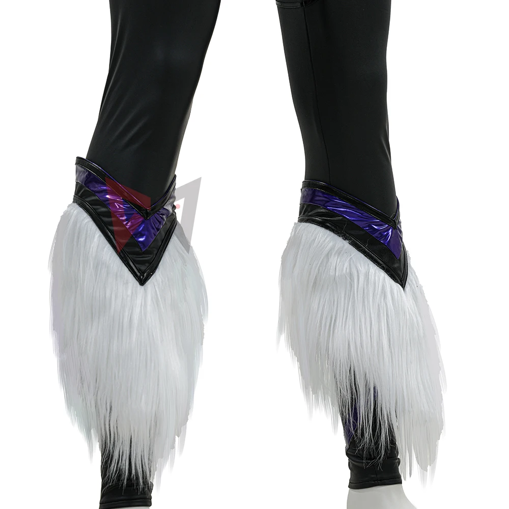 New Black Jumpsuit White Fur Waist Accessories Mask Cosplay Costume For Game Party Halloween Custom Made view 6
