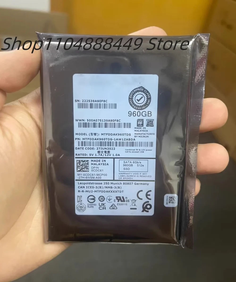 

ДЛЯ DELL 960G SATA SSD MTFDDAK960TDS, есть время использования
