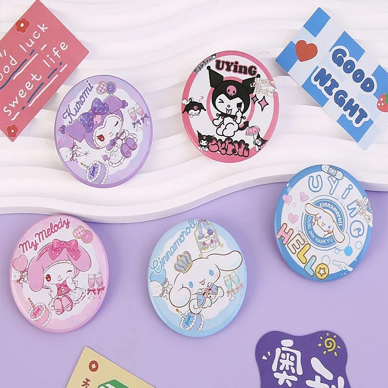 Sanrio Kulomi Melody Cute Cartoon Badge Animation Figure Creative Brooch Bag Pendant Accessories Children Love Birthday Gifts