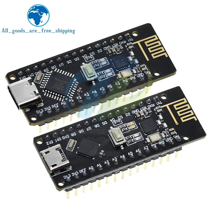 Imagem -03 - Tzt Rf-nano Placa Micro Usb sem Fio para Arduino Integrate V3.0 Atmega328p Qfn32 5v 16m Ch340 Nrf24l01 2.4g