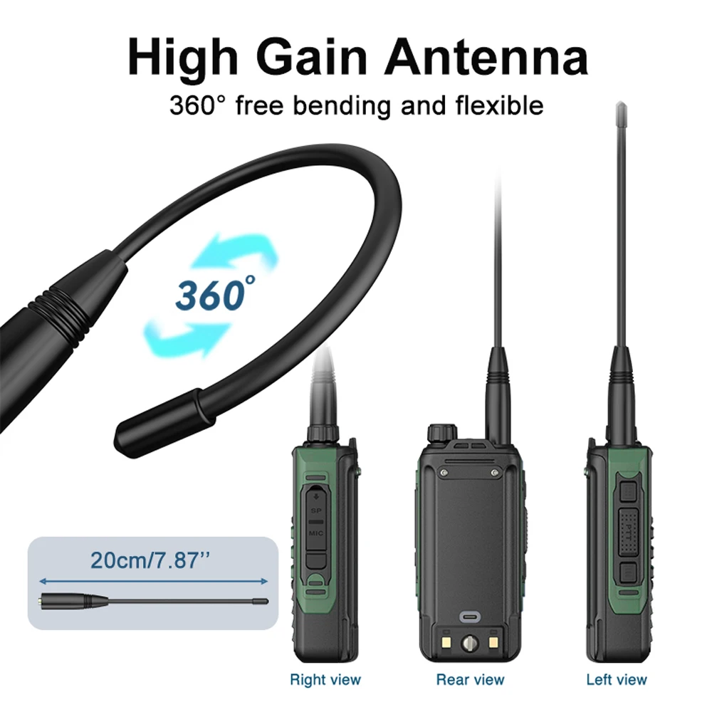 2Pack Baofeng UV16M 15W 50KM Waterproof Walkie Talkie 999CH AM FM 2-Way Radio Full Band LCD Screen Frequency Copy Noise Reduce