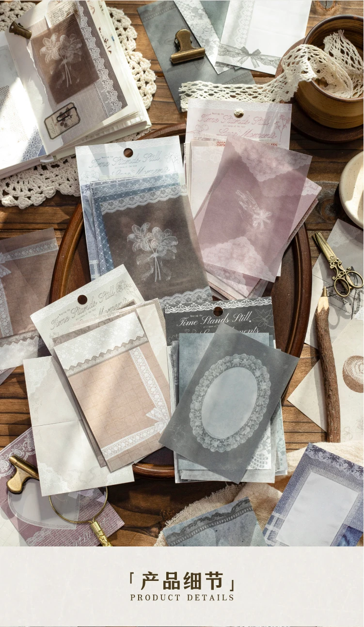 Journal GO 20 Blatt Lace Moments Gemischte Vintage-Weiß-Kraft- & Transparentpapiere für Scrapbooking, Junk Journals & DIY-Collagen – Detail 3