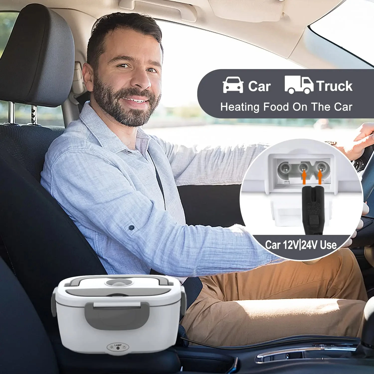 Electric Lunch Box: 12V/24V/110V Portable Food Warmer with 1.5L Leakproof Stainless Container & Insulated Bag for Car/Home