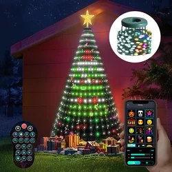 2.1M Smart Xmas Tree Lights Garland Xmas APP Bluetooth DIY Images RGBIC Christmas Waterfall Light String Festival Decoration