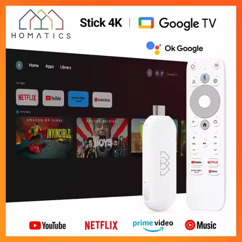 HOMATICS 4K TV Stick Netflix Google Certified Amlogic S905Y4 Google TV 12.0 Box H.265 2T2R Wifi Support Dolby Atmos AV1 2GB 32GB