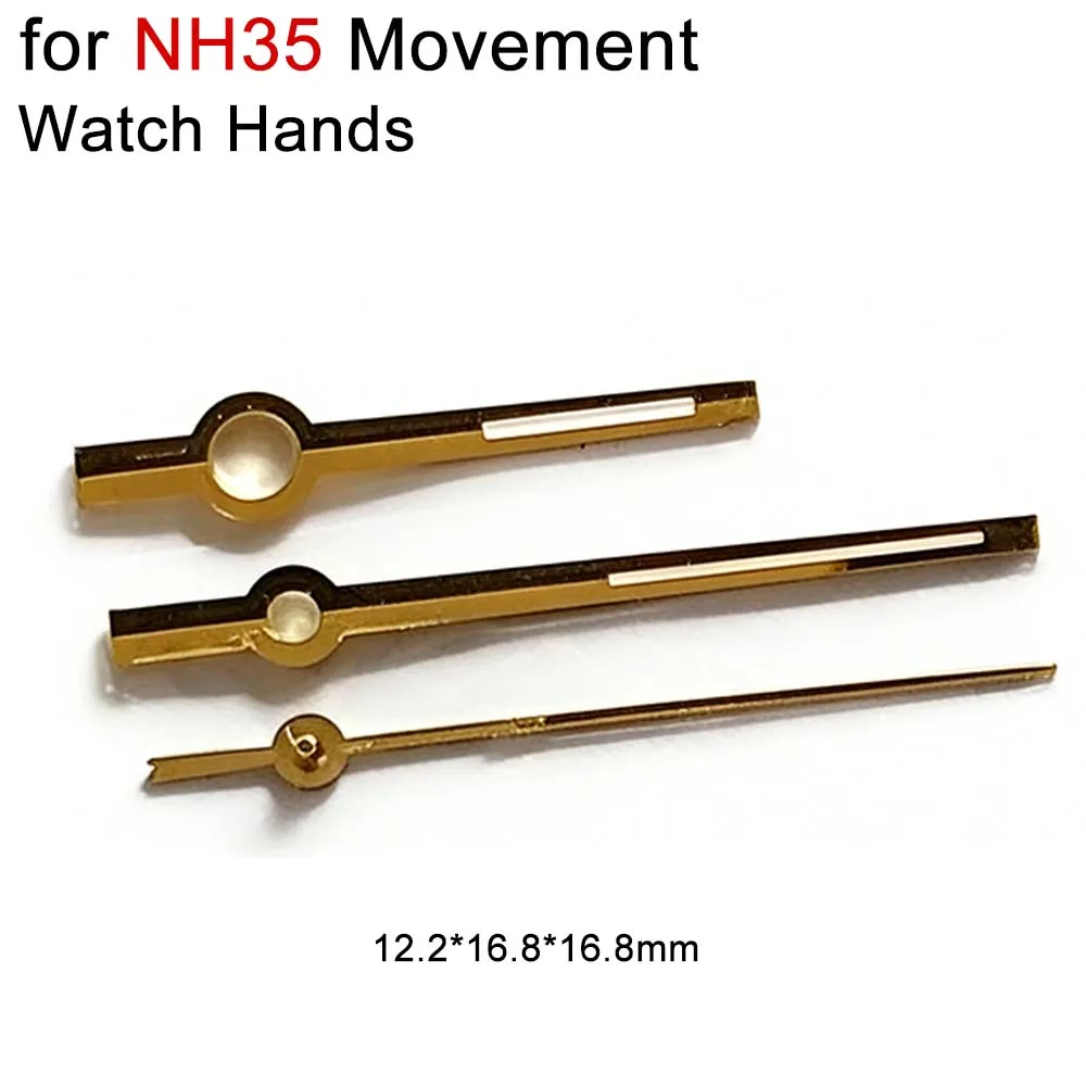 Gold Watch Hands for NH35 Movement Modified Replacement 12.2mm 16.8mm 16.8mm Watch Pointers Accessories