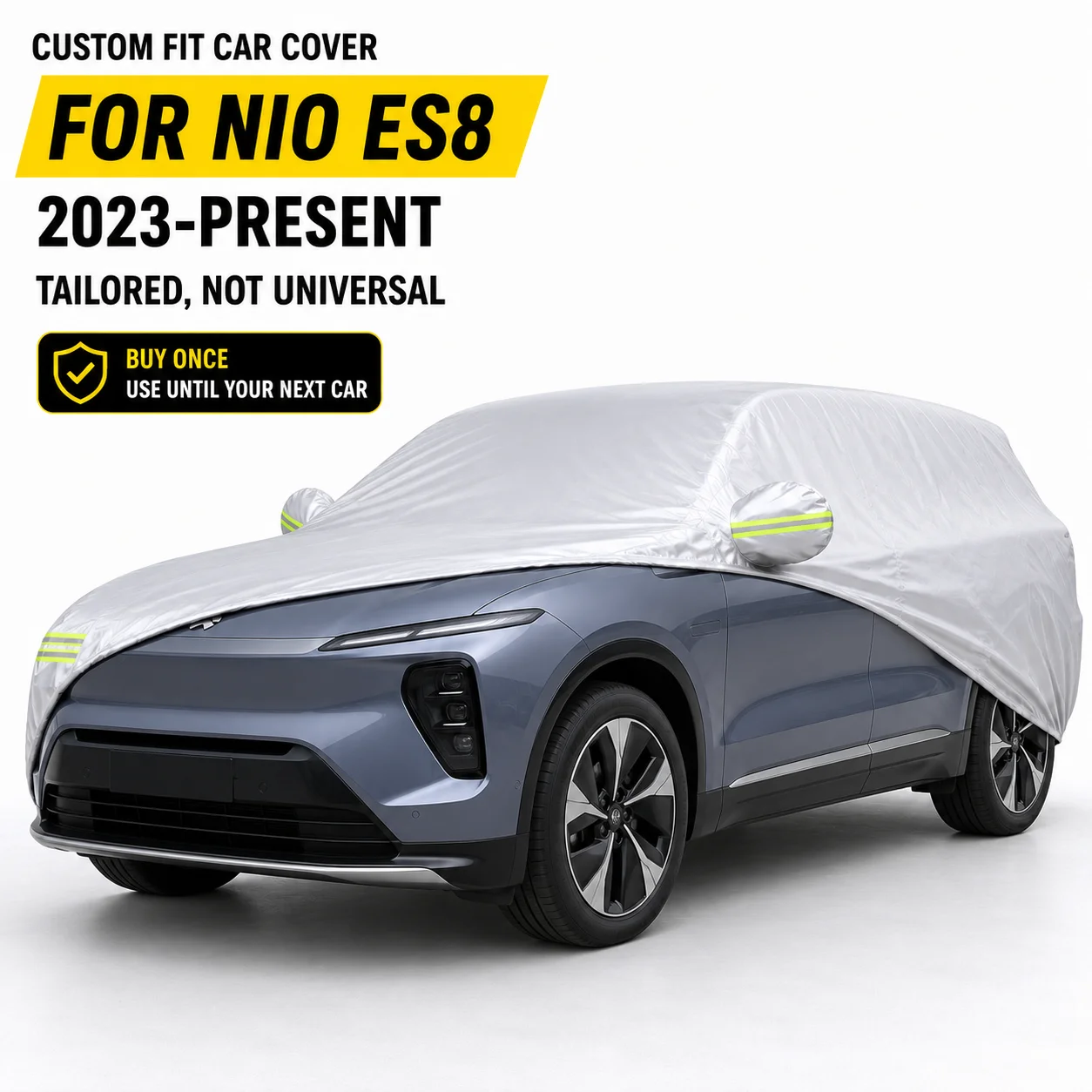 For NIO ES8 2023-Present Exterior Car Cover Outdoor Protection Durable Silver Coated Fabric UV Sun Dust Protection