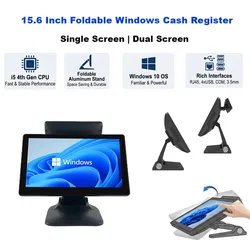 15,6-calowy ekran dotykowy Windows POS Kasa z I5 Gen4 8G 128G Składany stojak Bogate interfejsy Monitor Cyfrowy wyświetlacz LED