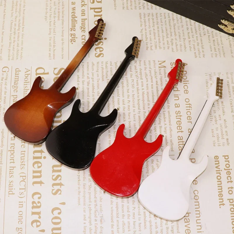 Houten Muziekinstrumenten Collection Decoratieve Ornamenten Mini Elektrische Gitaar Met Ondersteuning Miniatuur Model Decoratie Geschenken