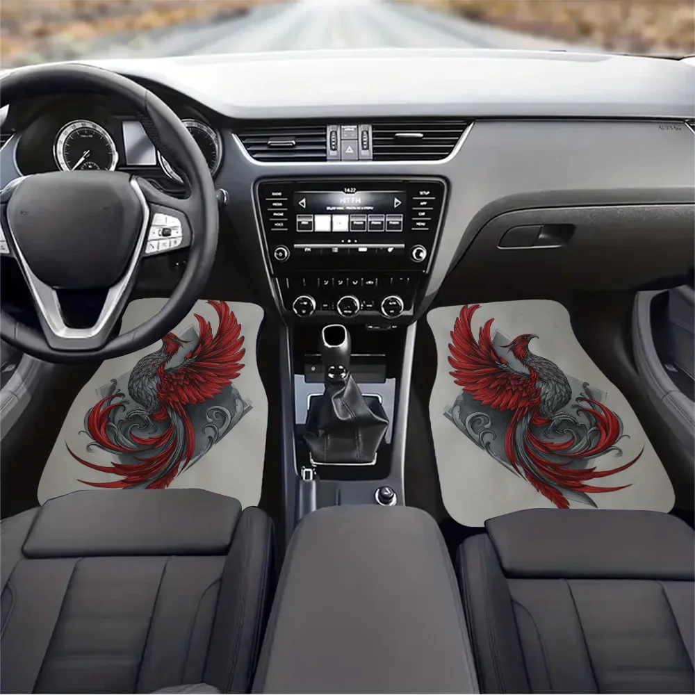 4pcs-Phoenix Rising, Printed Car Floor Mats - Stylish, Easy To Clean, Suitable For All Vehicles, Durable And Provide Lasting Pro