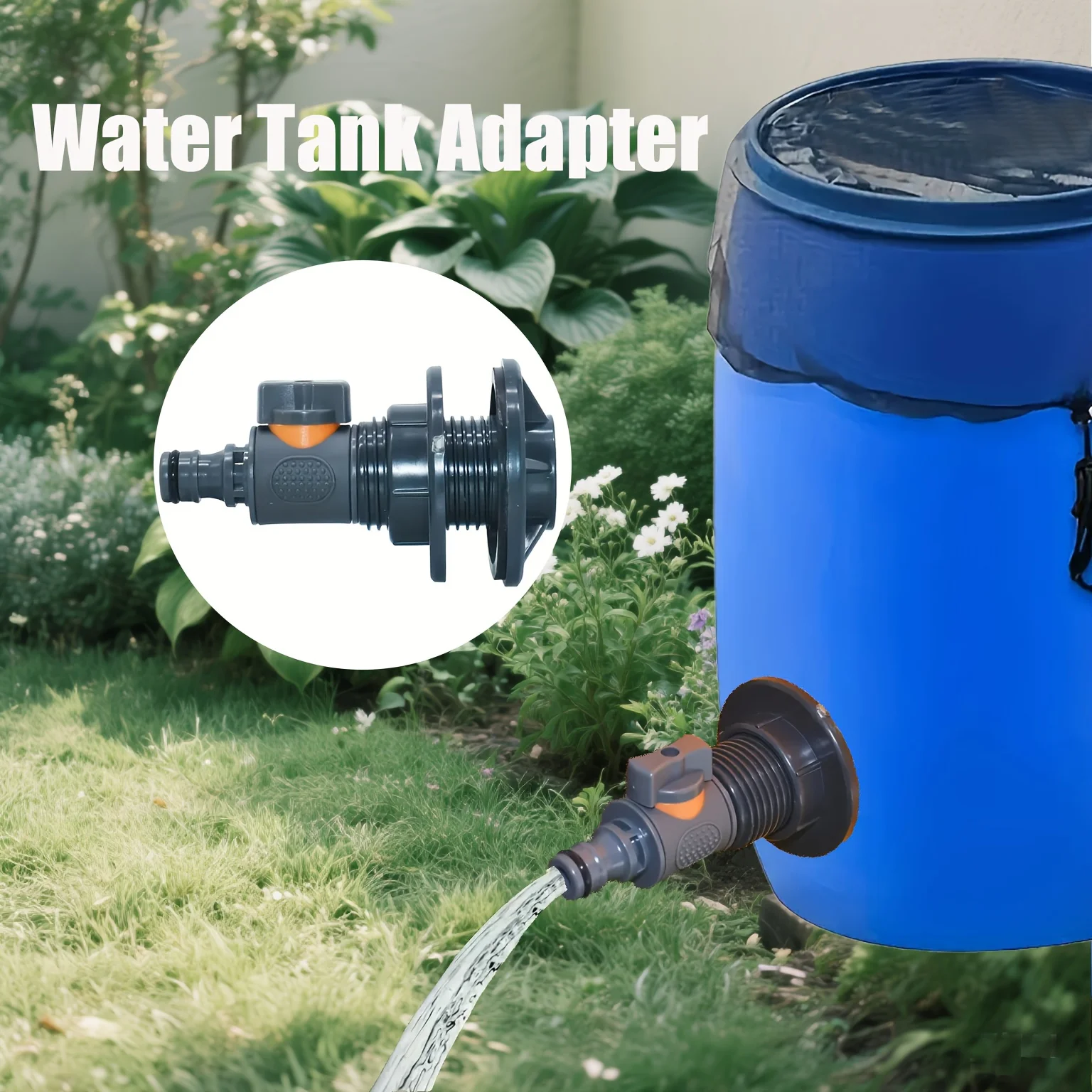 PVC/IBC Water Barrel Adapter, Durable Water Tank Adapter with Valve, Quick Installation Rainwater Collection Connector Kit