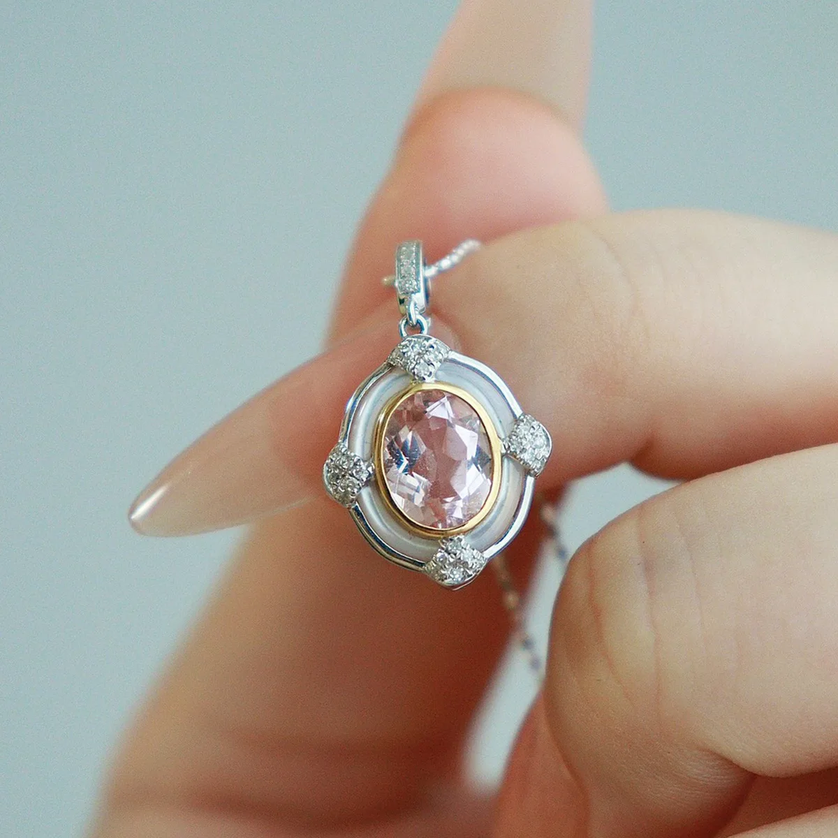 

S925 чистое серебро Ins кулон для мамы вишневый цвет розовое ожерелье модный и универсальный легкий роскошный аксессуар