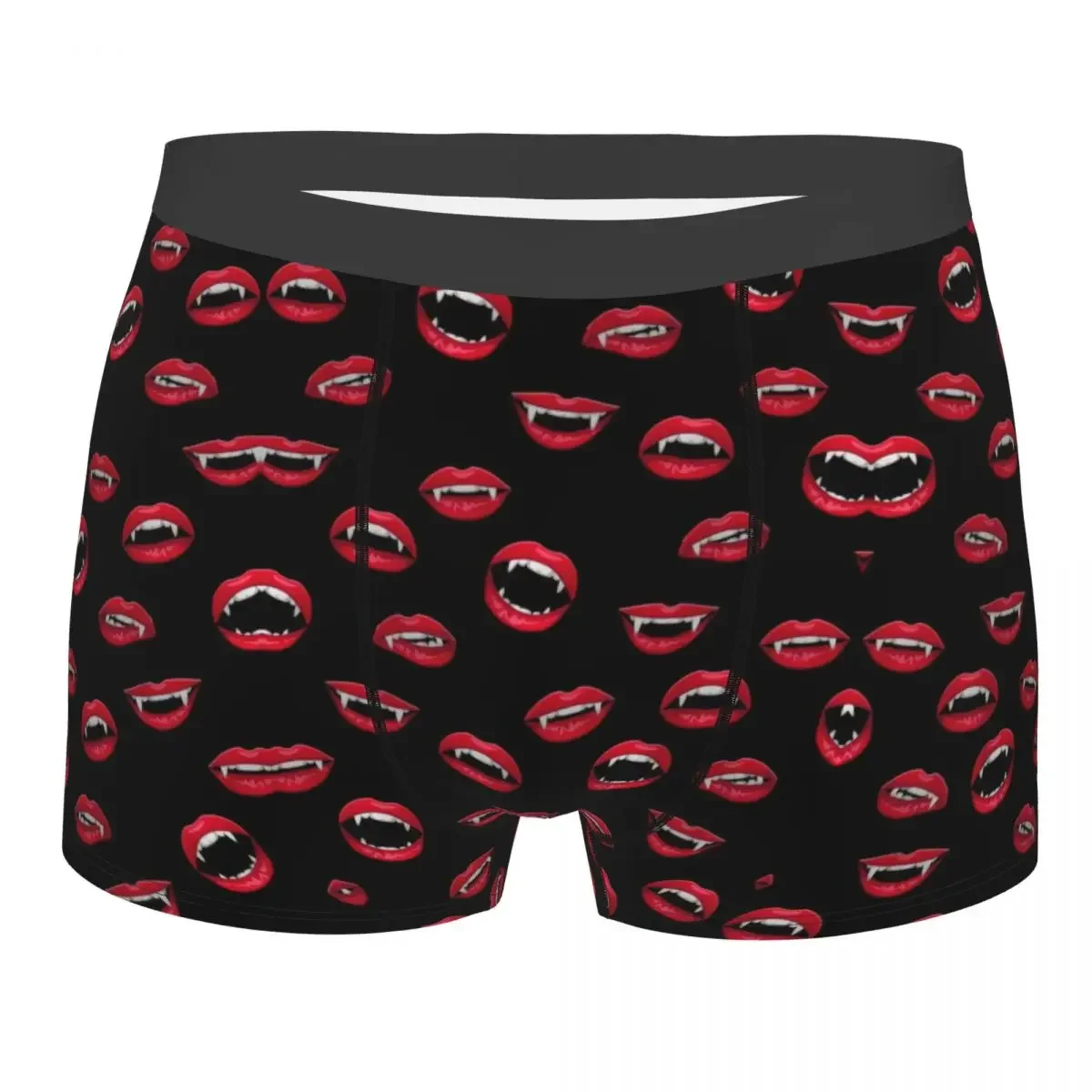 Sexy Boxer Shorts Panties Men's Vampire Lips Halloween Underwear Breathable Underpants for Homme Plus Size