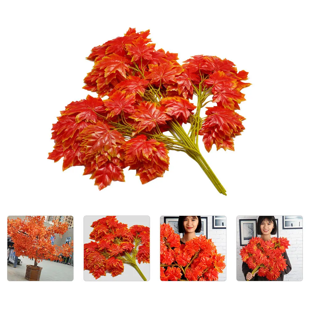 

12Pcs Plastic Artificial Leaves Stems Vivid Color Wear-Resistant Simulation Leaf Picks Home Decoration Flower Arrangement