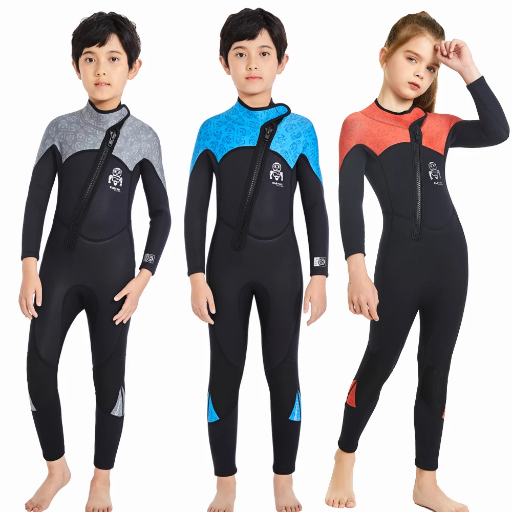 

2.5MM Wetsuit for Boys Girls Neoprene One-Piece Front Zipper Diving Suit Warm Sunscreen Swimsuit Anti-jellyfish Surfing Wetsuits