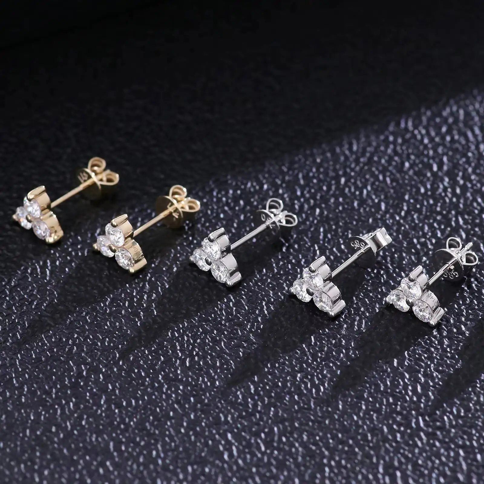 New Arrival Trendy 14k Gold Plated Moissanite Stud Earrings Women's Fashion Earrings for Engagement Gift
