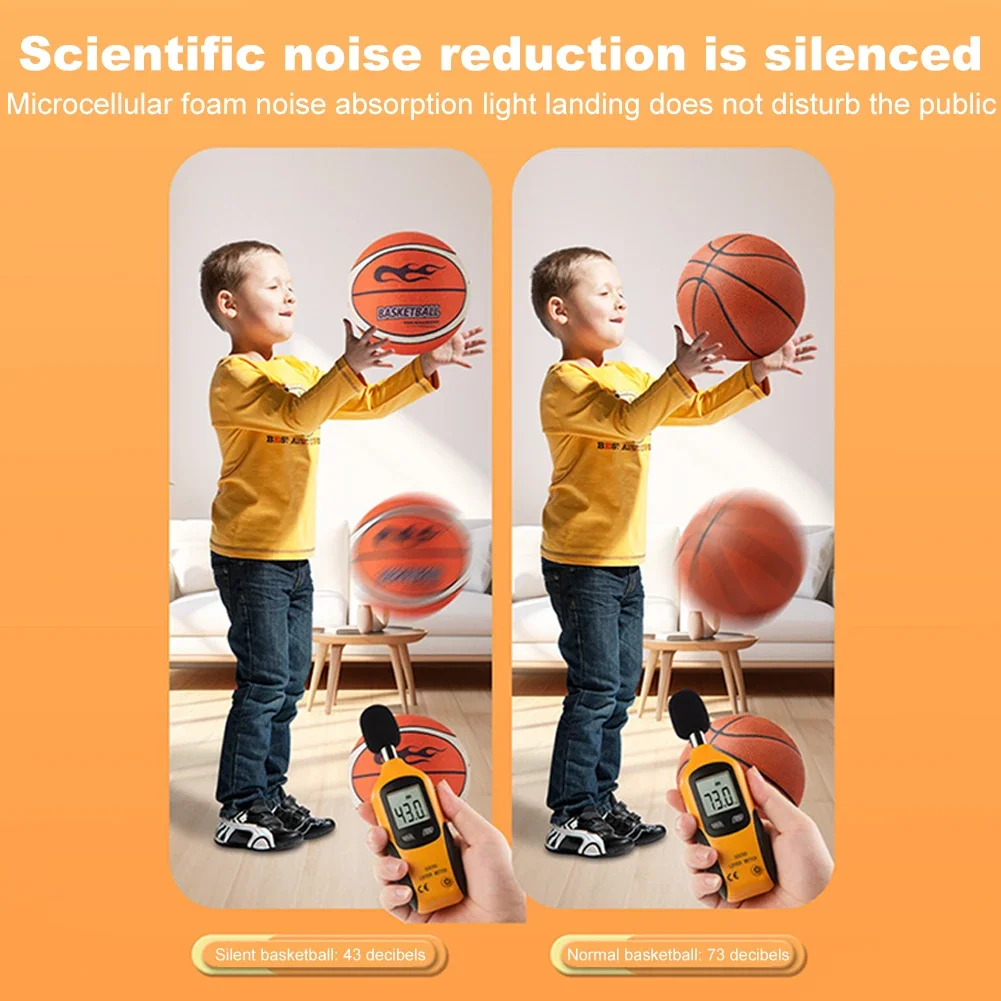 18/21/24cm Silent Basketball High-Resilience Bouncing Mute Ball Size 3/5/7 Quiet Basketball for Various Indoor Activities