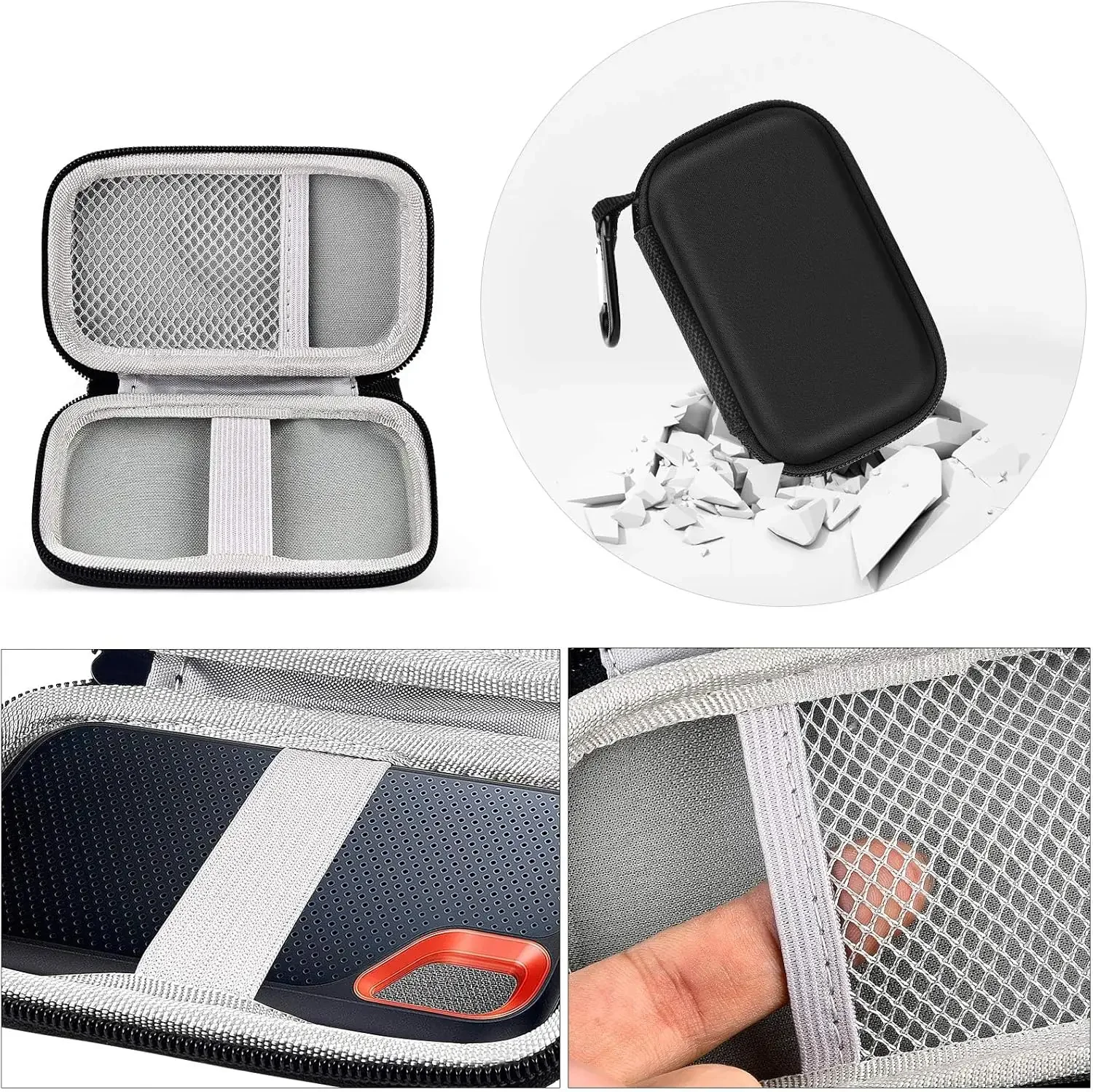 حقيبة تخزين لـ SanDisk 500GB/ 1TB/ 2TB/ 4TB Extreme Portable SSD - ما يصل إلى 1050 ميجابايت/ثانية - USB-C، USB 3.2 Gen 2 - خارجي (حقيبة فقط)