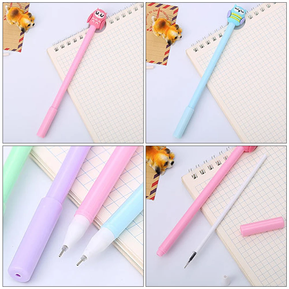 

12 Pcs Owl Neutral Pen Office School Gel Cartoon Pens Silicone Roller Stationery