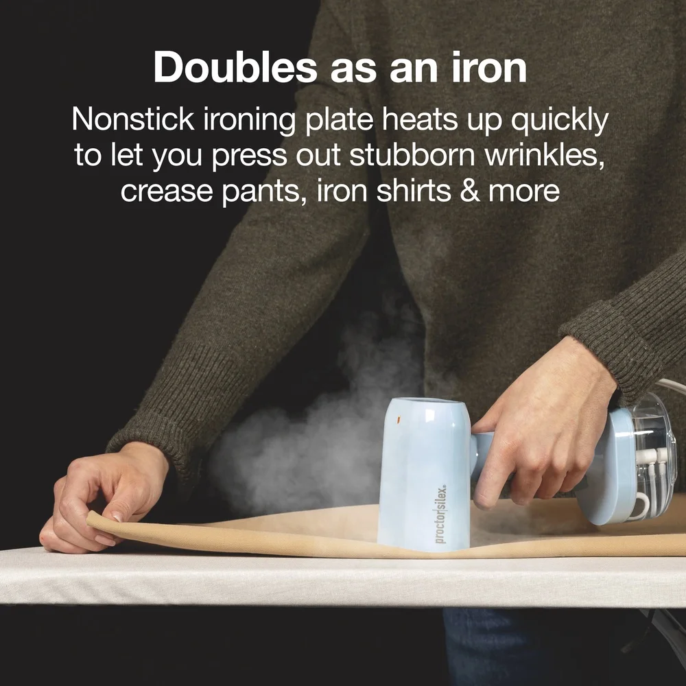 Compact 2-in-1 Handheld Steamer Iron 120ml Water Tank Detachable Fabric Brush Fast Heating 1200W 10ft Cord Travel Home