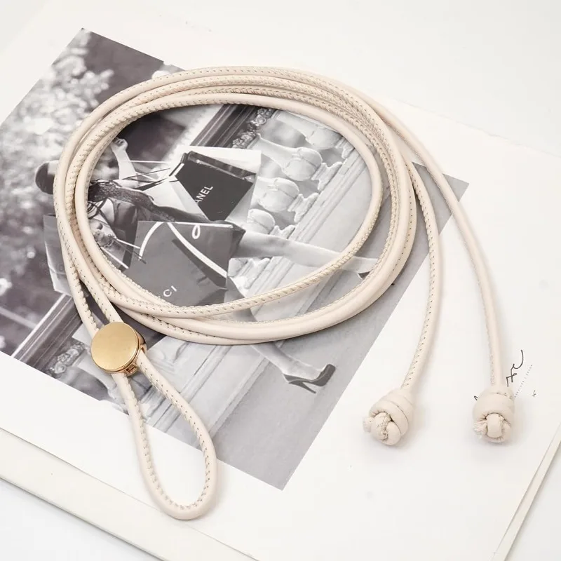 Cinturón elegante para mujer, cinturón ajustable de cuero de imitación, cinturón de cuero de imitación, versátil para vestido, camisa, Top, cuerda fina