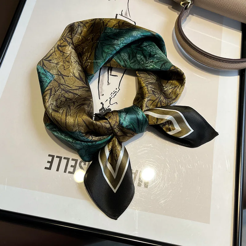 

Women Luxury 100% Natural Silk Scarf Spring Fashion Print Neckerchief Hair Bands Foulard Femal Small Square Scarves Bandana