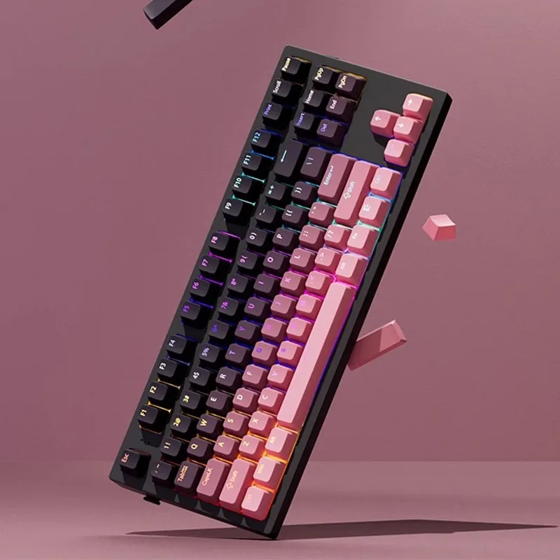 أغطية مفاتيح متدرجة للوحة المفاتيح الميكانيكية Cherry Mx Switch OEM Profile PBT Keycap أسود وردي بإضاءة خلفية RGB Gamer ISO غطاء مفتاح تخطيط #4